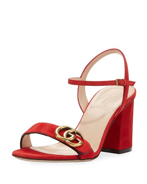 gucci suede sandal heels|Gucci marmont open toe sandals.